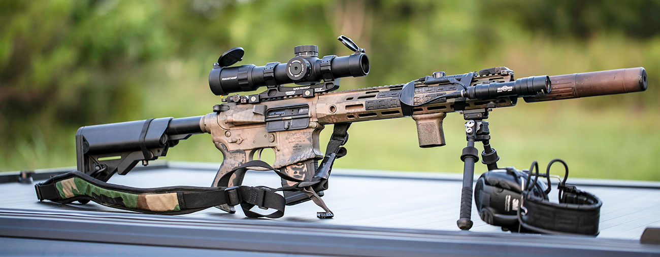 Low power variable optic on a rifle