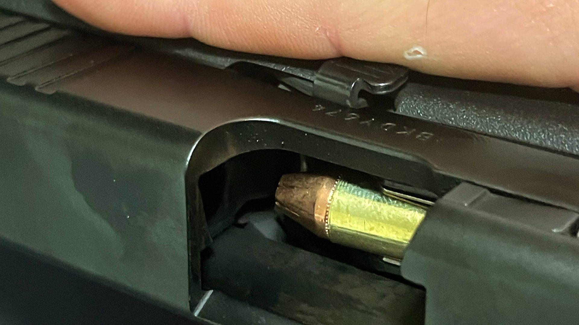 Hornady Critical Defense 9mm amm round in chamber of Glock 45 gen 5