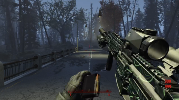 Screenshot of the reloading animation from the Fallout 4 SIG MCX mod 