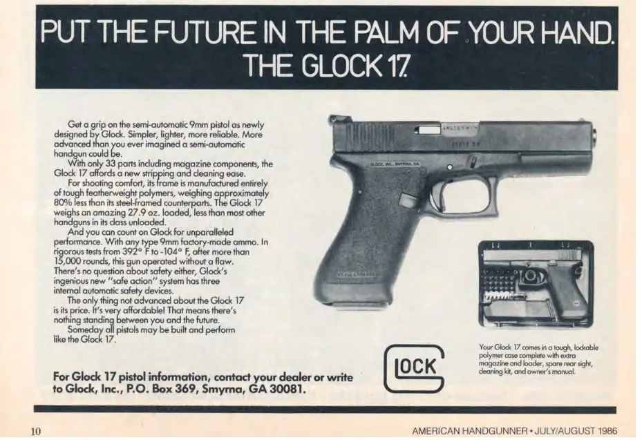Glock 17 ad, July 1986